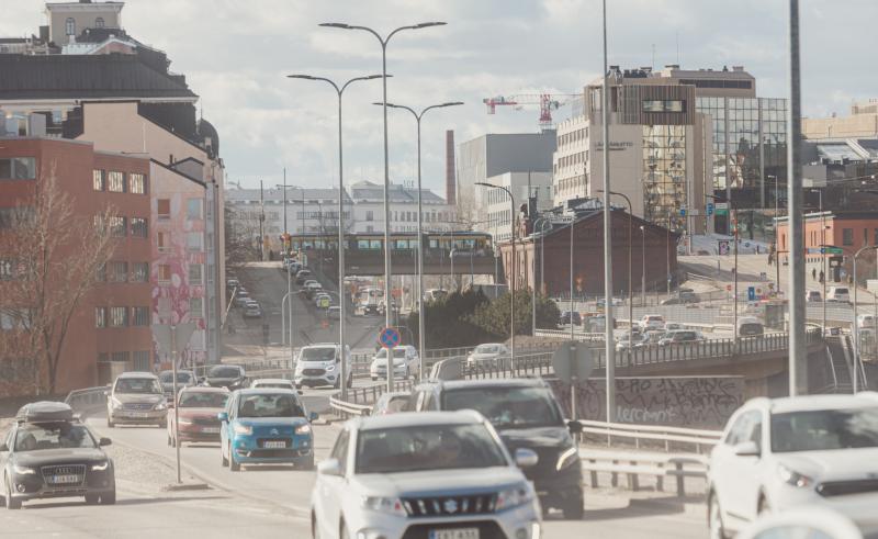 Road traffic in Helsinki. 